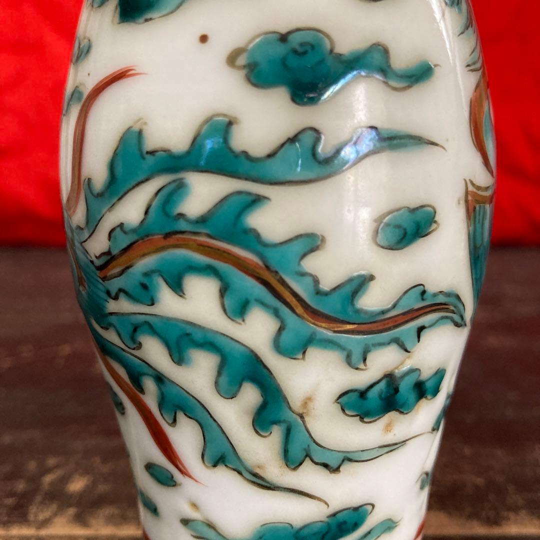 中国　呉須青絵　瓶一対　鳳凰図