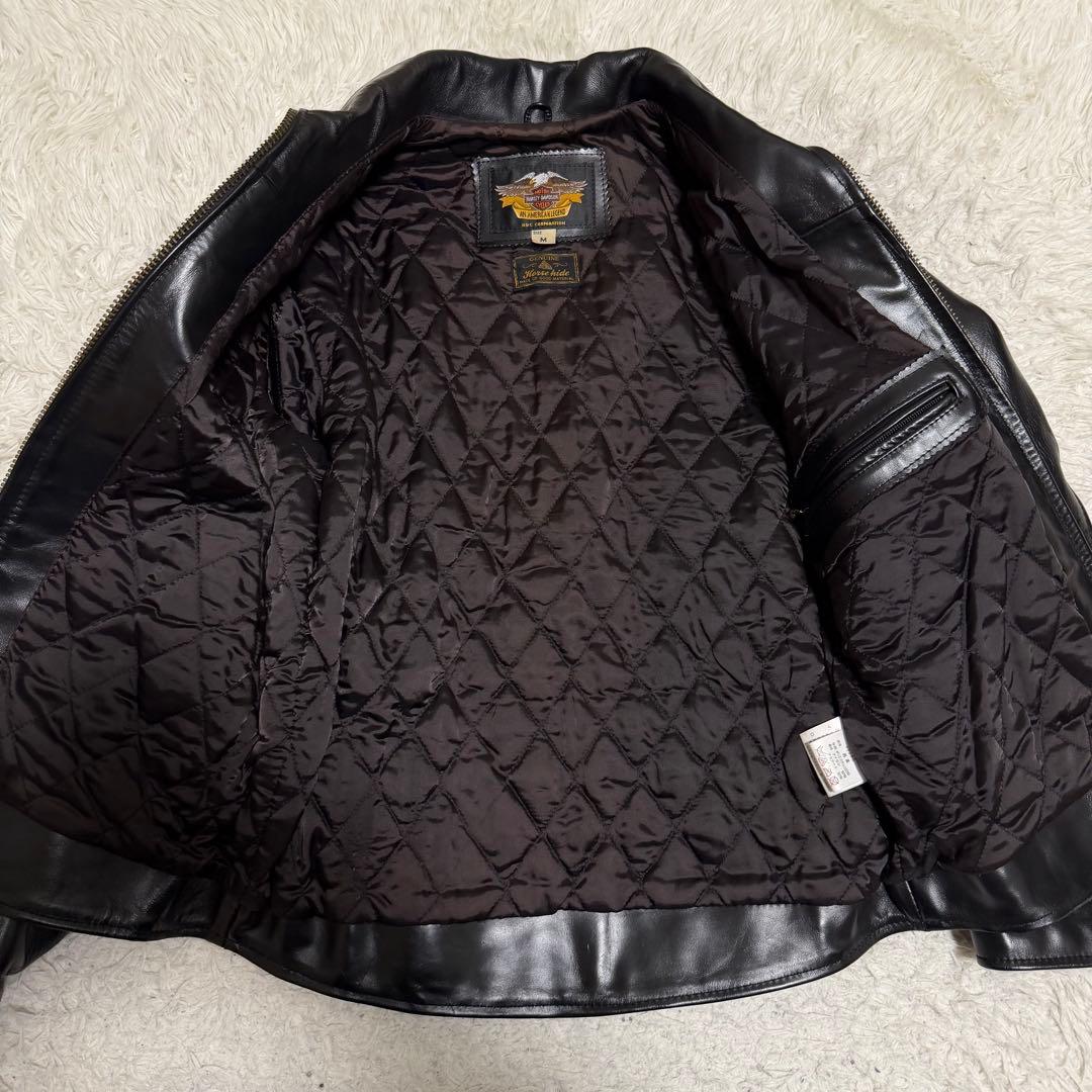 希少美品　ハーレーダビッドソン　シングルライダースジャケット　ホースハイド　黒