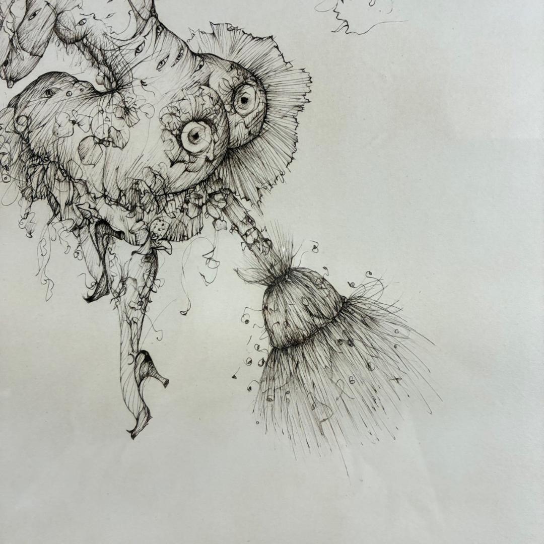 レオノール・フィニ「ほうきの妖精」ドライポイント版画 直筆サイン入 エンボス印有