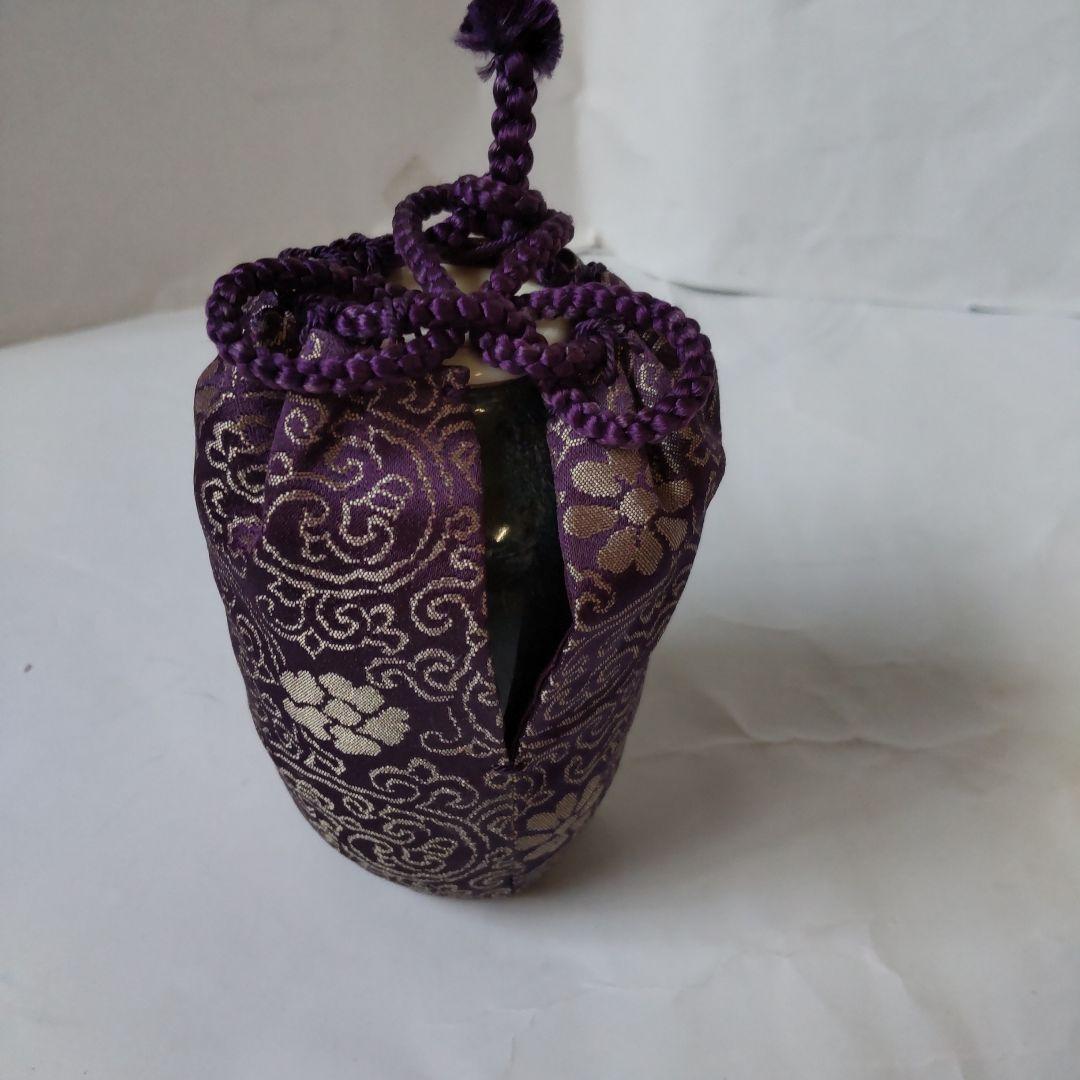 高取焼 亀井楽山 作 耳付茶入 仕覆 定家緞子 茶道具 共箱 茶入 新品 未使用