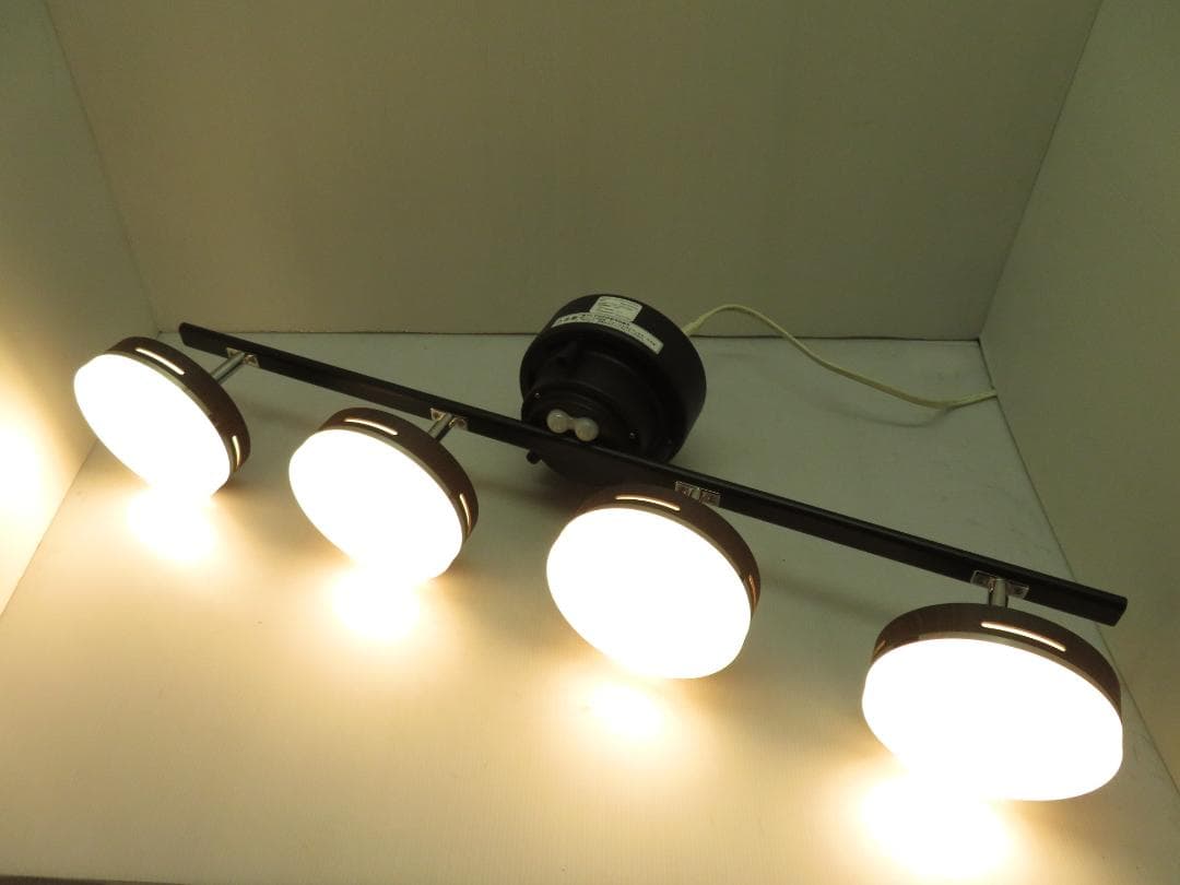 4灯LEDシーリングライト 調光/調色 多機能モデル リモコン ブラウン 木目調