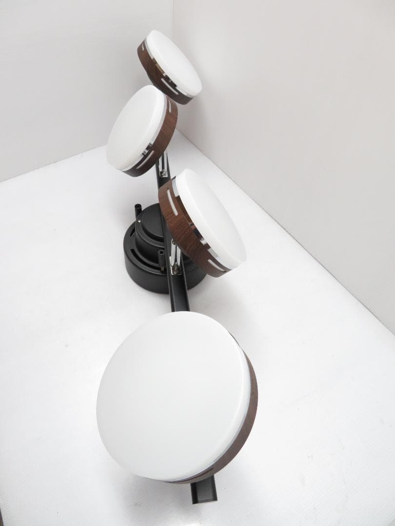 4灯LEDシーリングライト 調光/調色 多機能モデル リモコン ブラウン 木目調