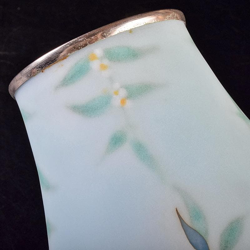 七宝焼　田村七宝工芸　田村幸夫作　草文　花瓶　台付　共箱　M　R7764B