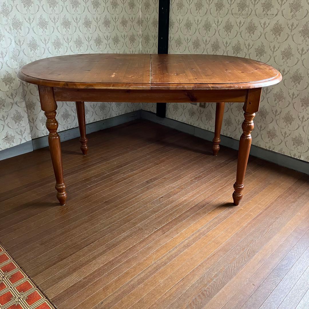 【アンティーク】北欧レトロ 天然木 エクステンションテーブル ダイニングテーブル