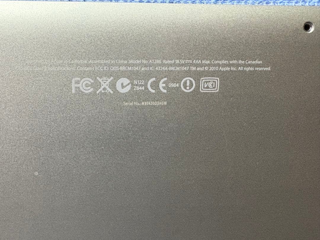 MacBook Pro (15-inch, Mid 2010) 本体のみ