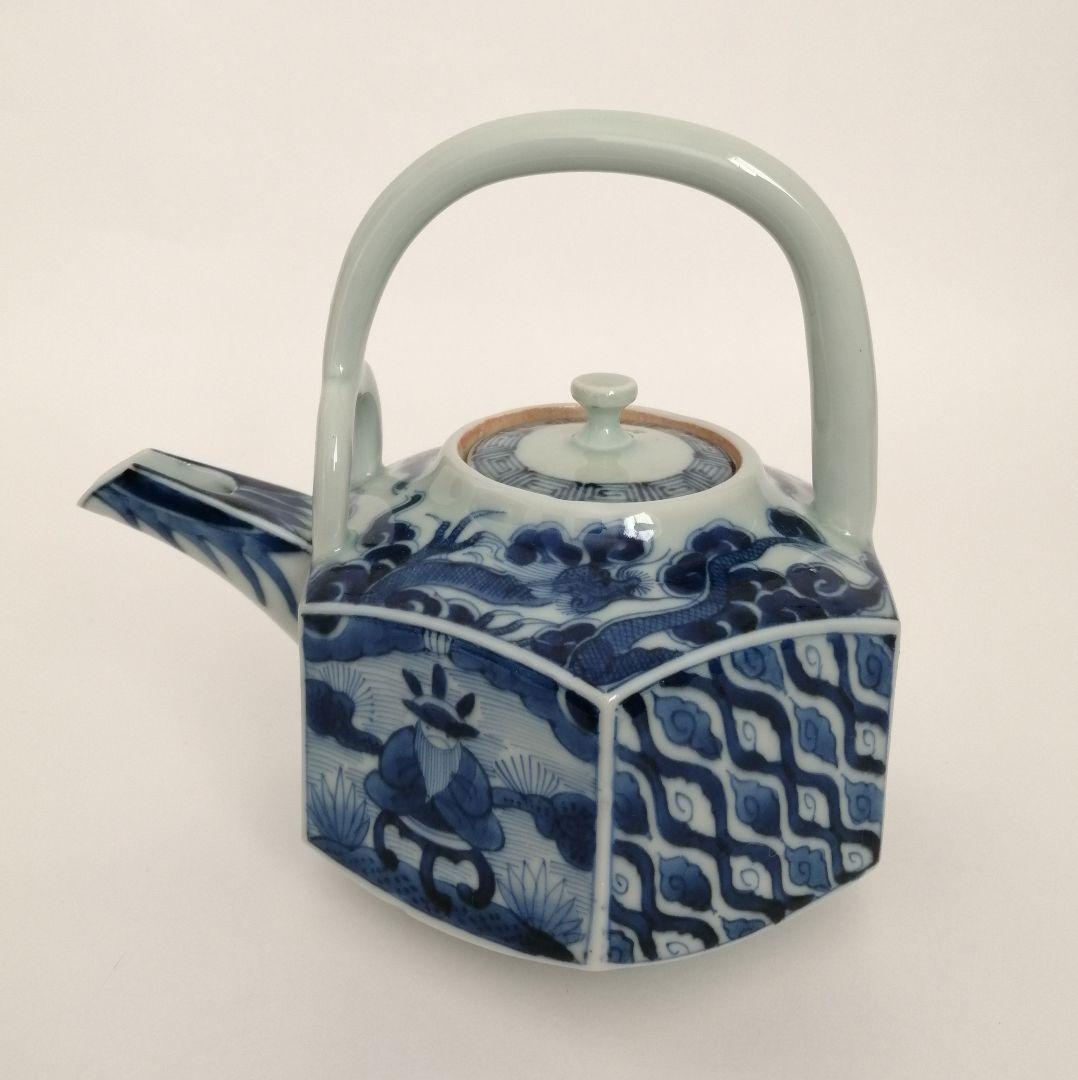 湖東焼　染付　六角　銚子