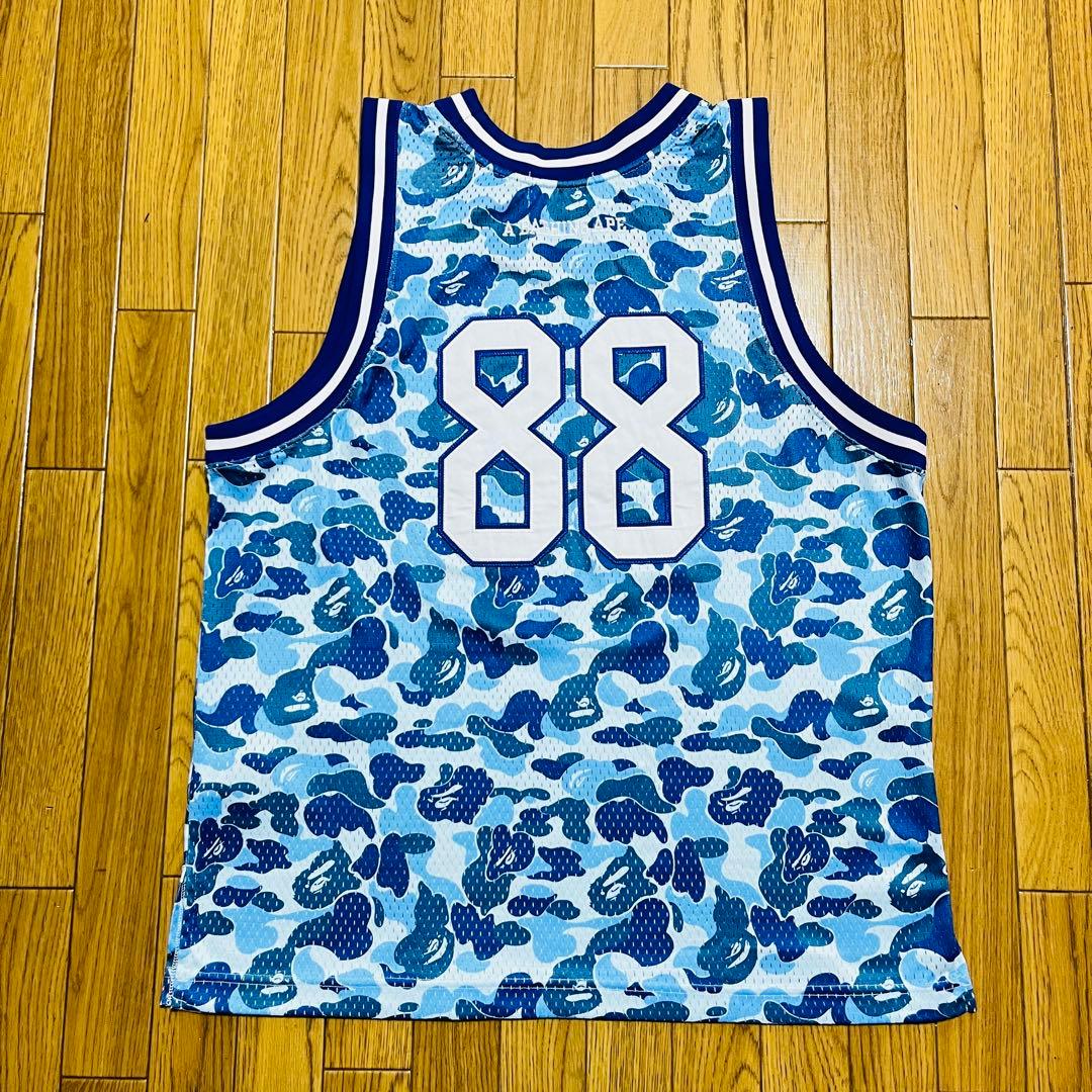 A BATHING APE タンクトップ　迷彩　カモ柄　S ブルー系