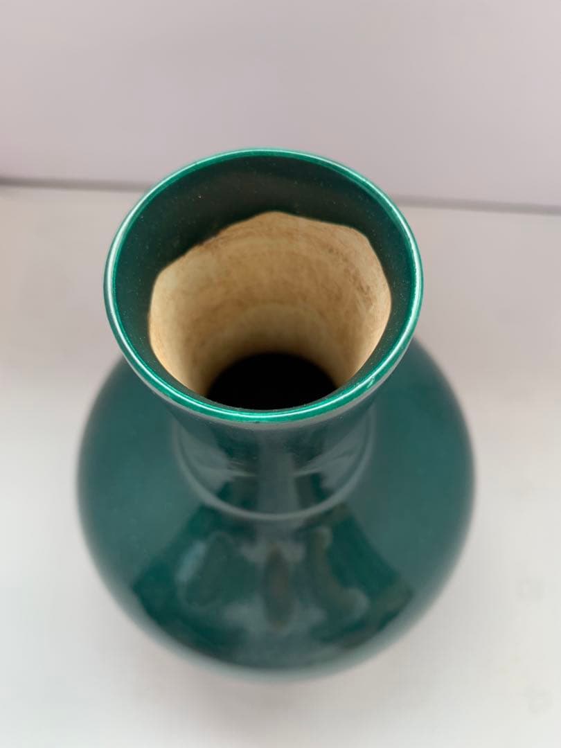 中国美術　大明成化年　翡翠緑釉瓶　送料込み