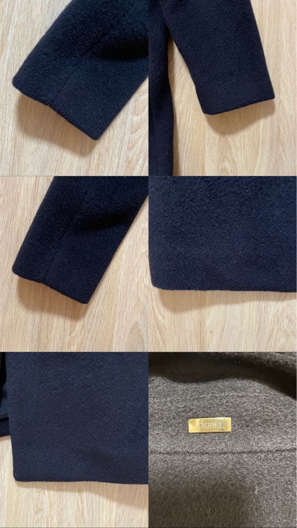 HERNOヘルノ　ブラックチェスターコート ウールシルク混合