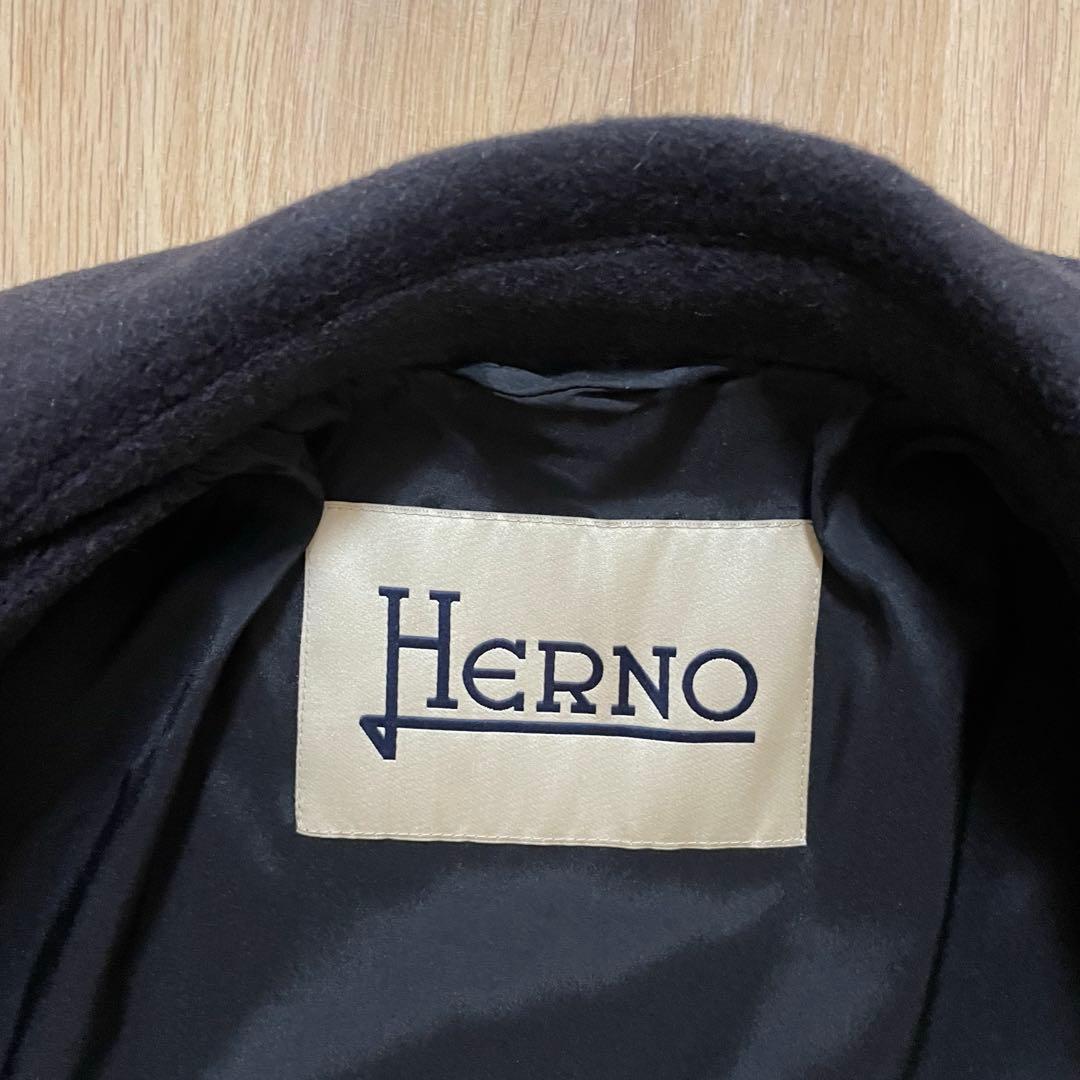 HERNOヘルノ　ブラックチェスターコート ウールシルク混合