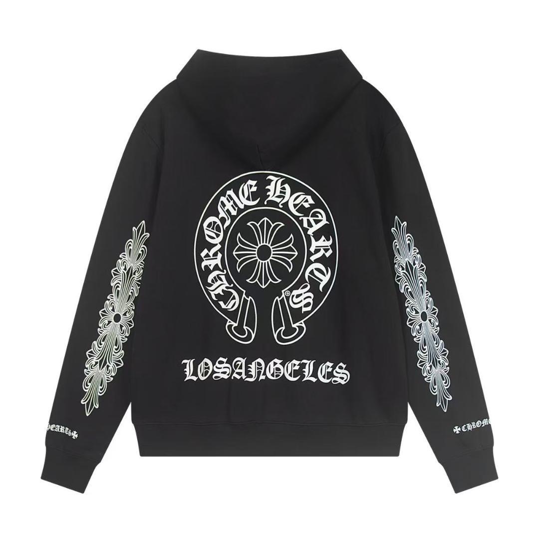 Chrome Heartsのジップアップブラックパーカー