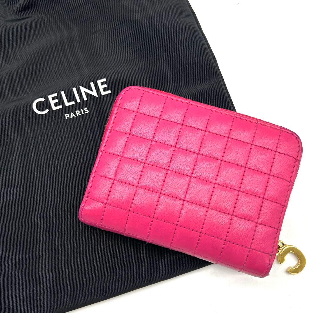 【美品】セリーヌ ケース Cチャーム キルティング ピンク 保存袋付き