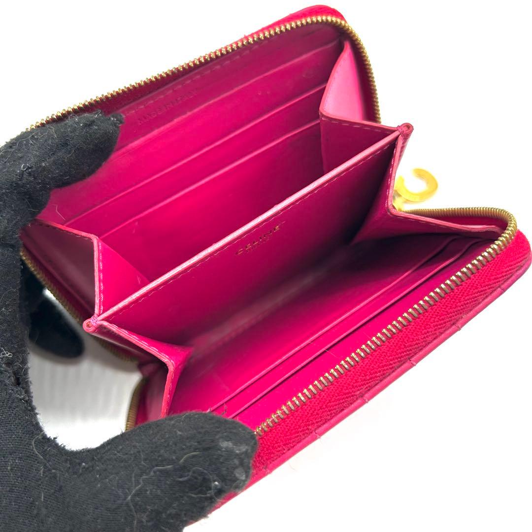 【美品】セリーヌ ケース Cチャーム キルティング ピンク 保存袋付き