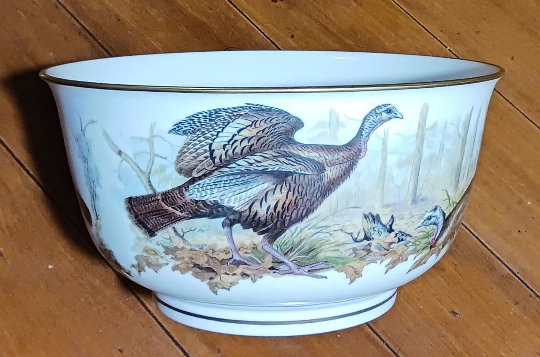 フランクリン ポーセリン 七面鳥デザイン 陶器ボウル 大鉢 限定品 1983年製