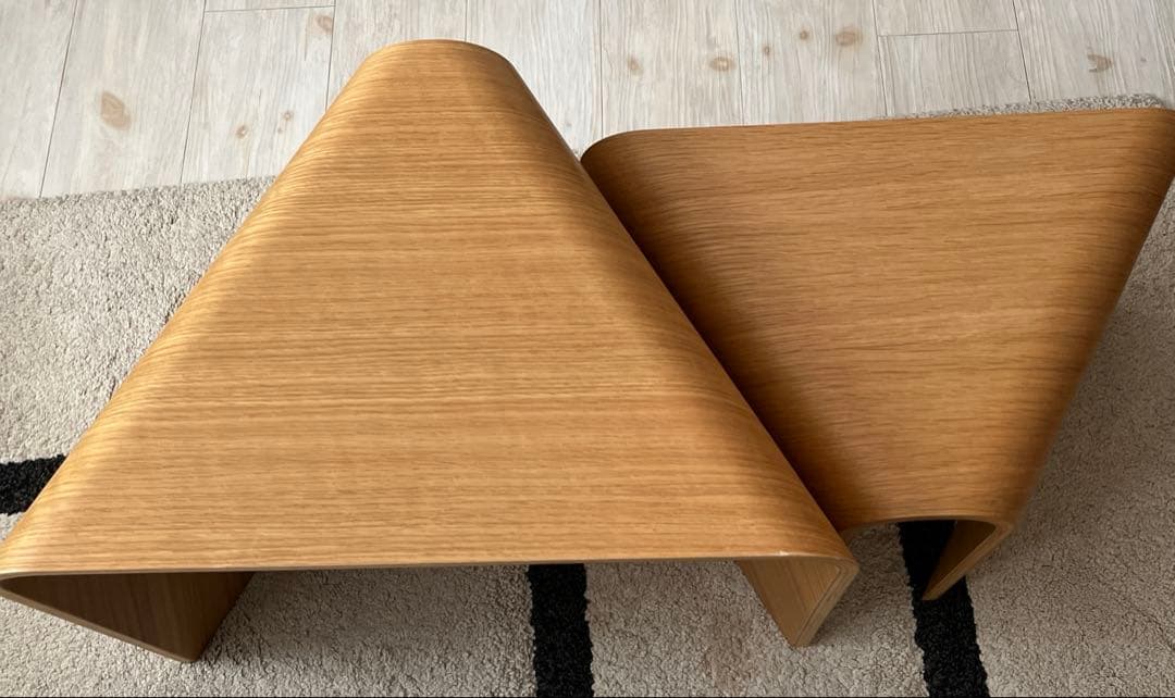 無印良品　重なるテーブルベンチ　大小　オーク材