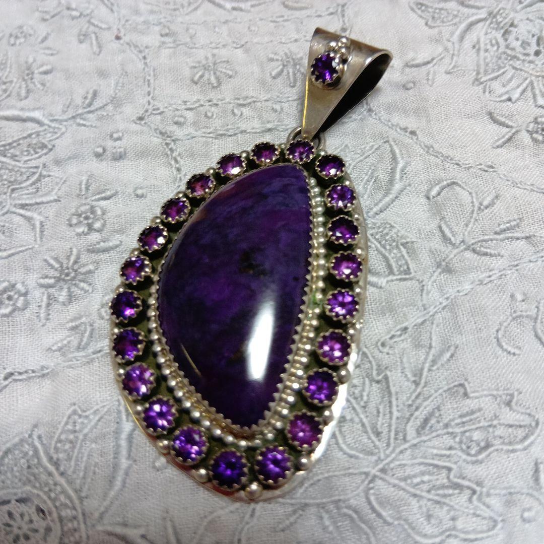 ナバホ族　L.BEGAY　スギライト＆アメジスト　ペンダントヘッド