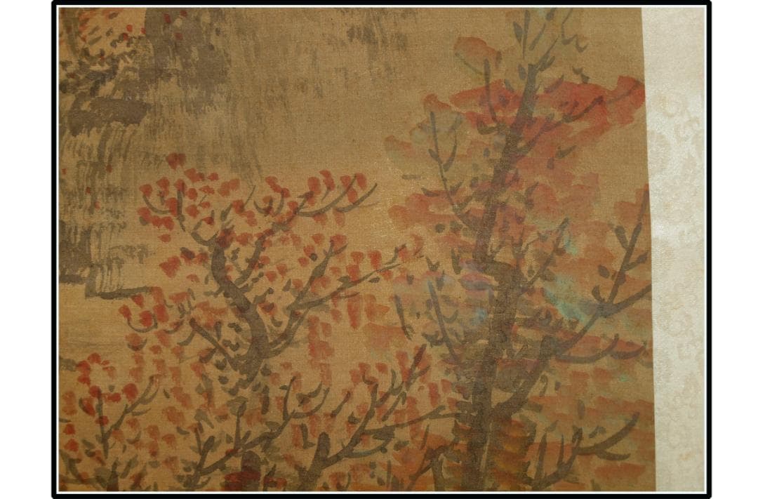 時代の掛軸　山水図肉筆保証　蔵整理不用品処理6　日本　中国X1048C15-1