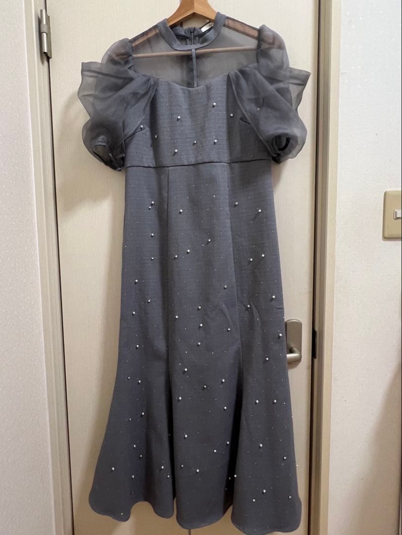 LEJA パールビジューオーガンジーレースマーメイドワンピースドレス