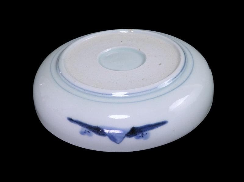 古伊万里　染付　船頭に帆掛け船の図　膾皿　5寸皿　B188AS-CUm