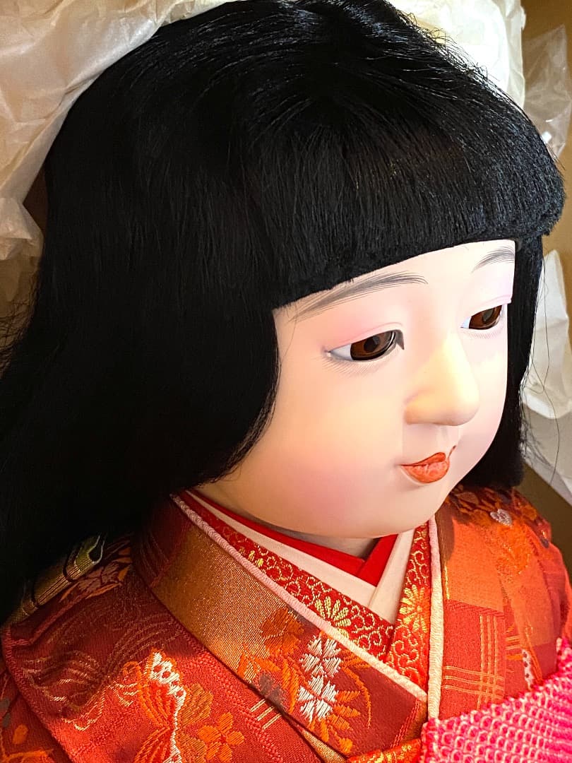美品！【花雲斉玉秀作】大型 全長85cm 市松人形 女の子 振袖 着物