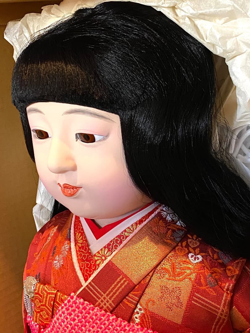 美品！【花雲斉玉秀作】大型 全長85cm 市松人形 女の子 振袖 着物