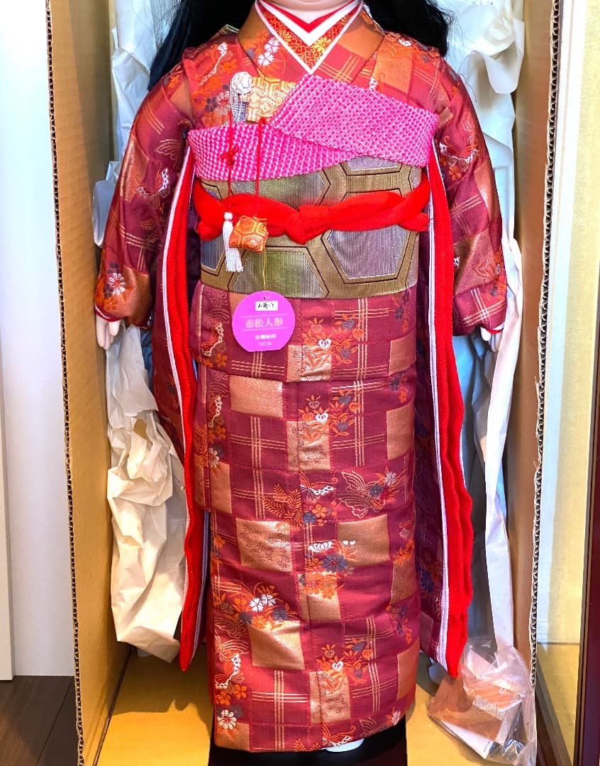 美品！【花雲斉玉秀作】大型 全長85cm 市松人形 女の子 振袖 着物