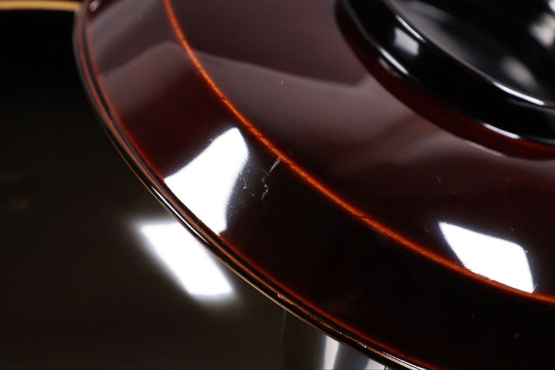 【CM379】大正期 月と松 飛翔鶴 金蒔絵 欅地溜塗 黒塗 椀四客 木製漆器