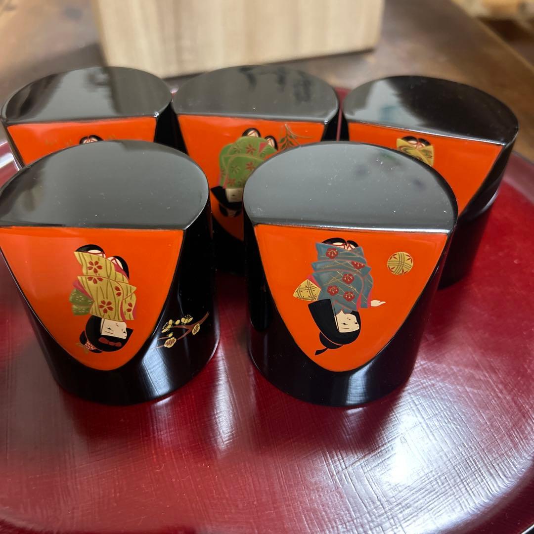 輪島塗　輪島漆器　摂田照彦　ぐい呑　童蒔絵　高級漆器　未使用希少品　希少　レア