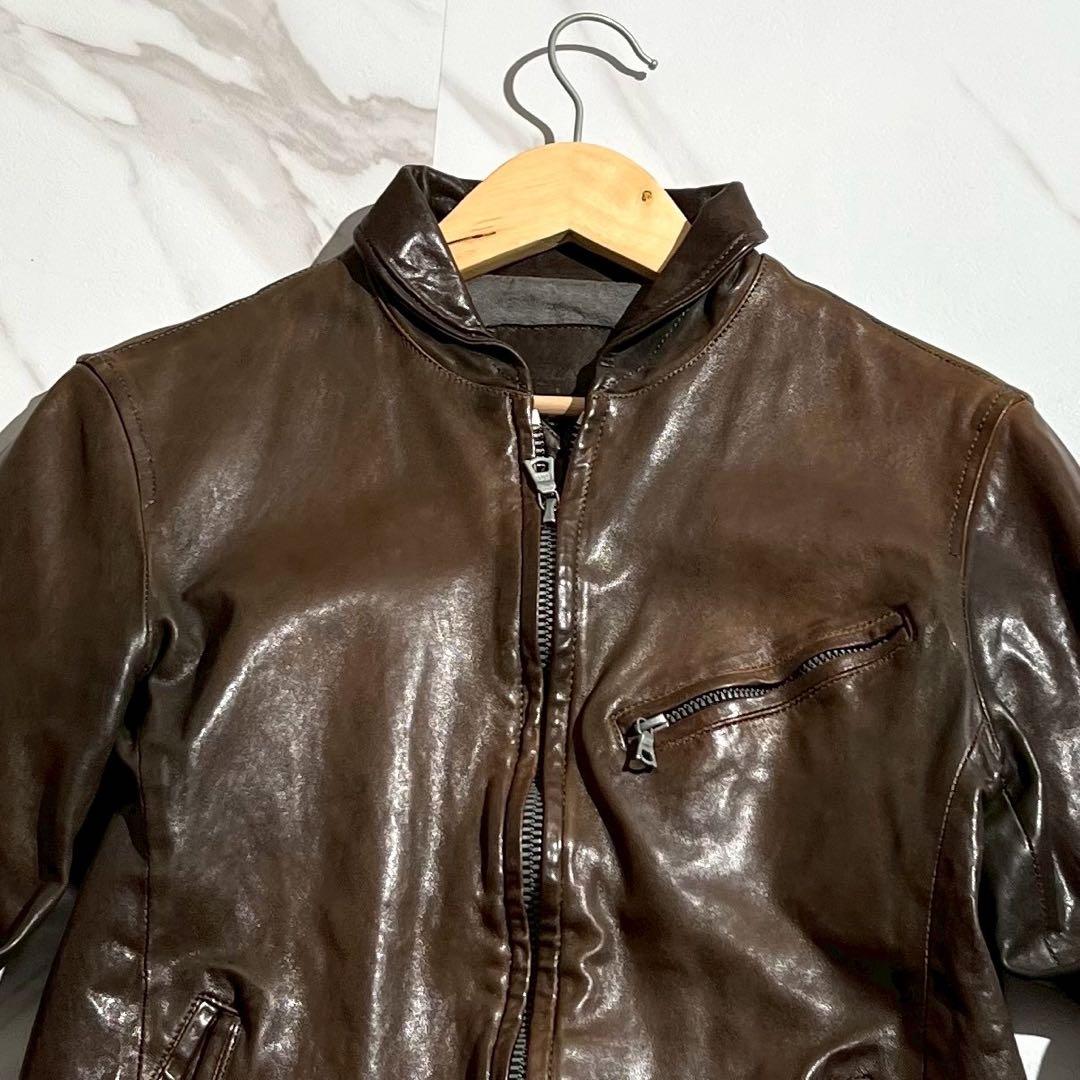 【美品/M】バックラッシュ ライダースジャケット ホースレザー ブラウン系