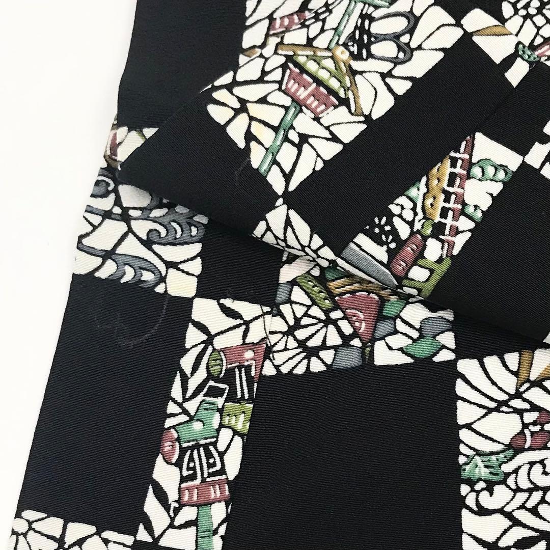 子供着物 型染 玩具や草花 縮緬 黒色 七五三 7歳 10歳 CK-7024