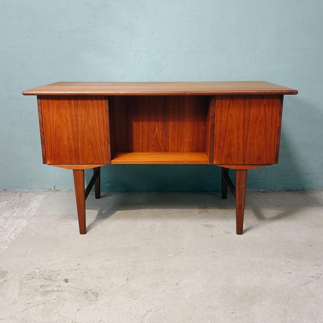 【eveve】デンマーク　チーク材　両袖デスク　北欧家具　北欧ビンテージ