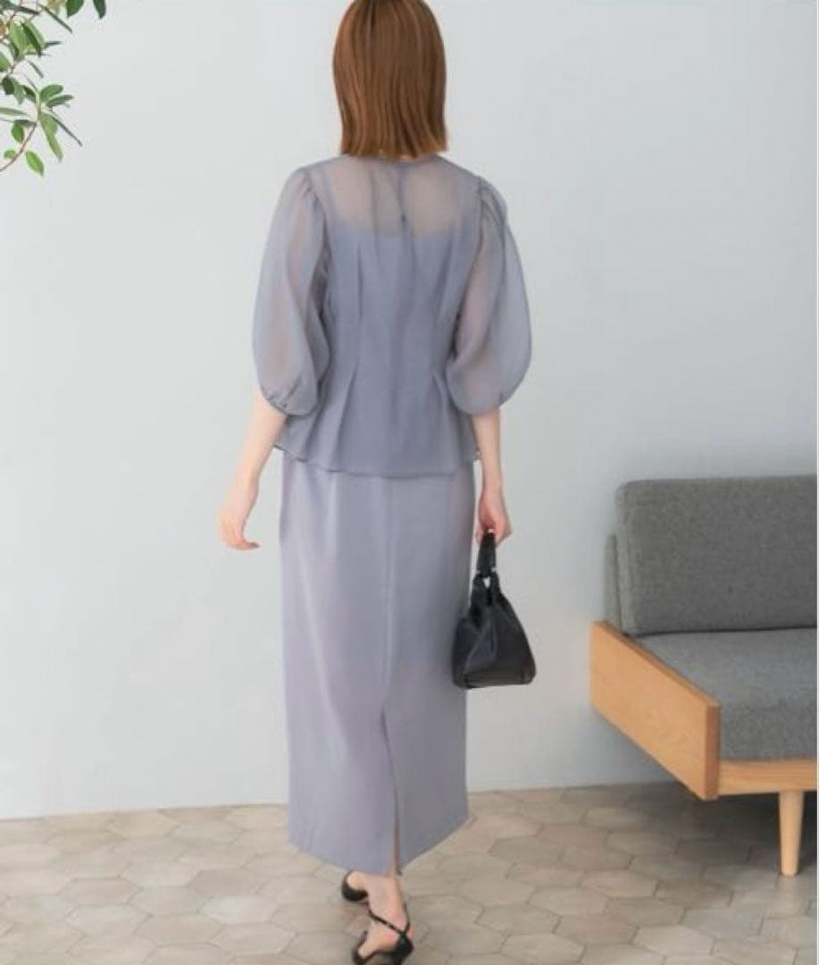 タグ付　URBANRESEARCH ブラウスレイヤードドレス FREE サックス