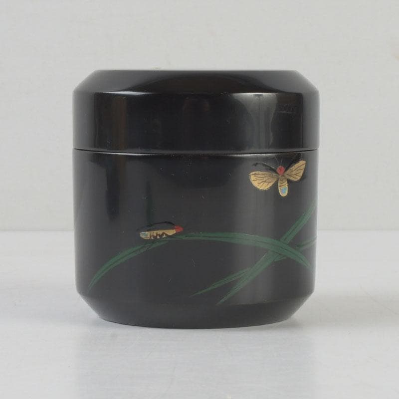 茶道具　岩倉利慶作　即中斎好写　青貝螺鈿　蛍早苗蒔絵　雪吹棗　共箱　V　9698