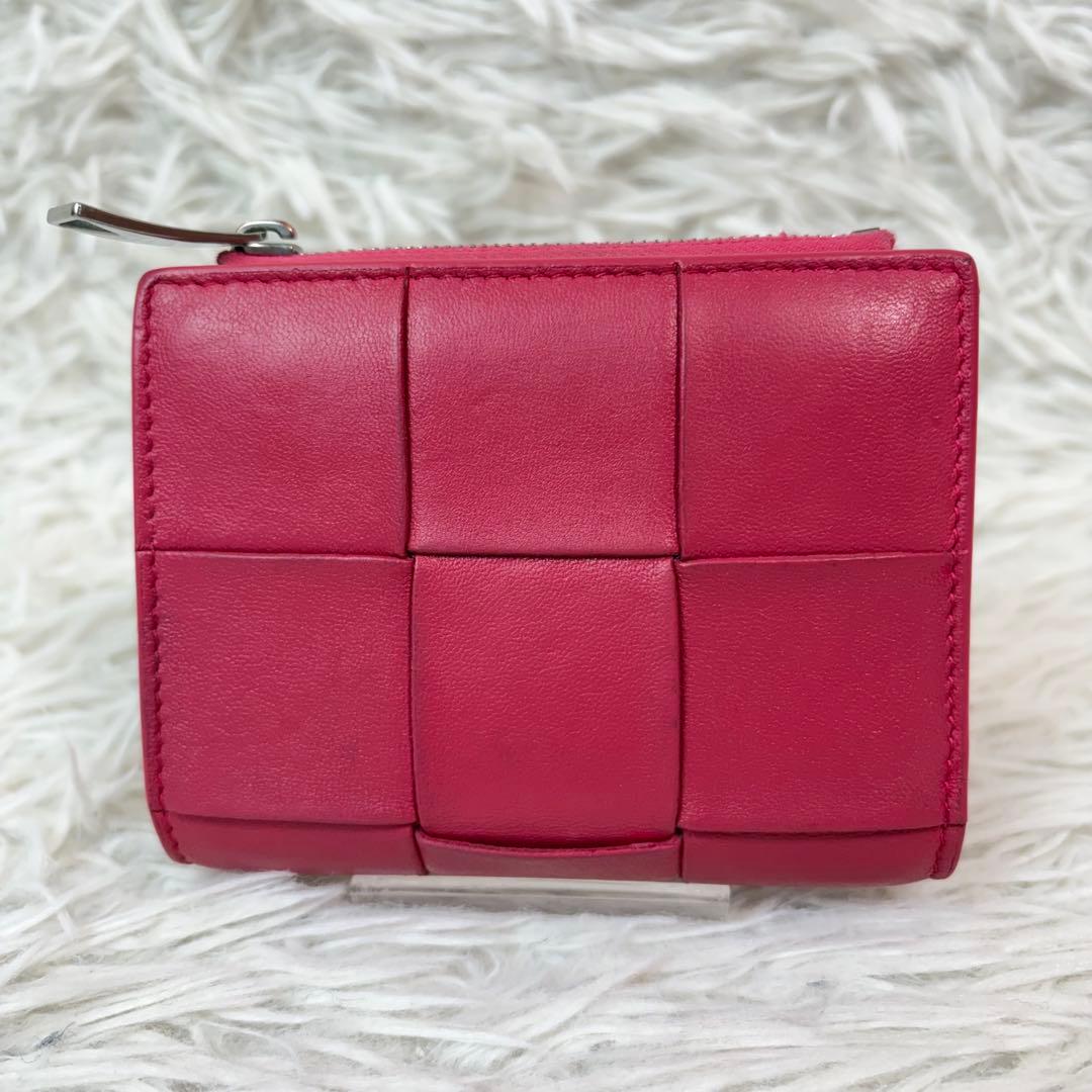 美品/現行/RFID✨ボッテガヴェネタ カセット スモール 二つ折り財布 ピンク