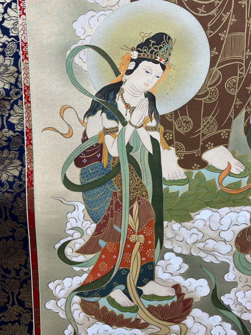 掛軸 松井翔雲筆「 阿弥陀三尊佛 」1009