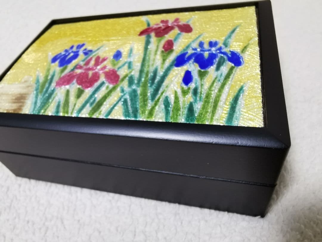 日本伝統工芸　創作七宝　七宝焼　小物入れ　小箱菖蒲七宝焼 DK120-12