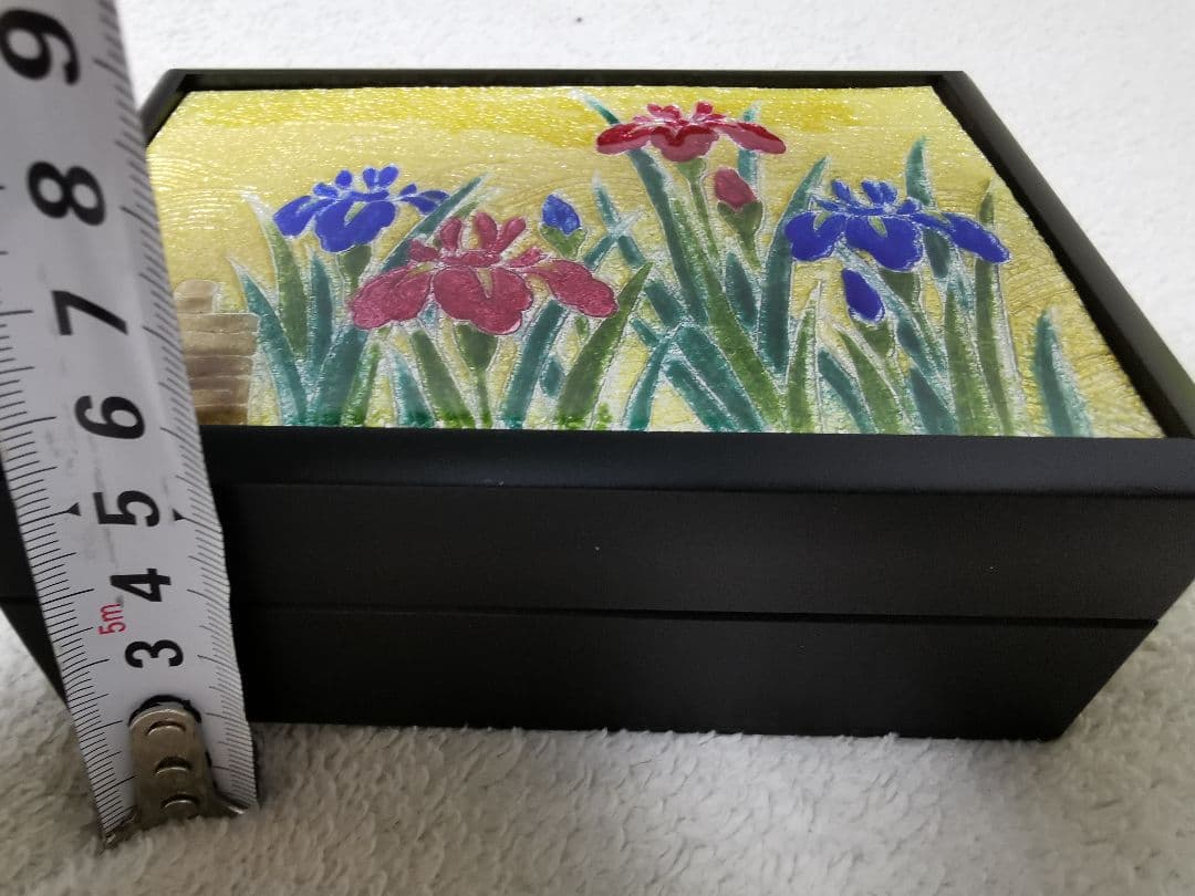 日本伝統工芸　創作七宝　七宝焼　小物入れ　小箱菖蒲七宝焼 DK120-12