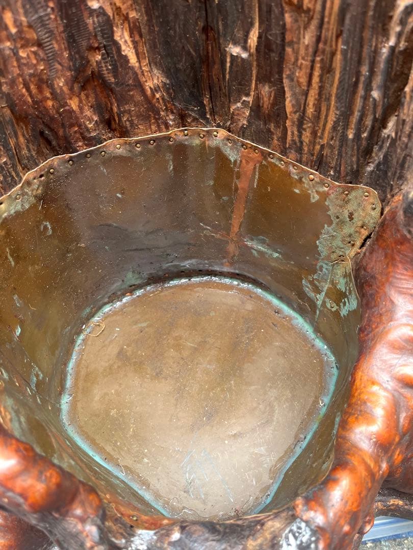 花台　木瘤 茶道具　華道　逸品 自然木 瘤付き 花器・銅根木 古美術アンティーク