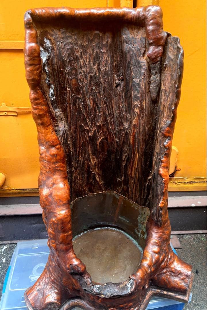 花台　木瘤 茶道具　華道　逸品 自然木 瘤付き 花器・銅根木 古美術アンティーク