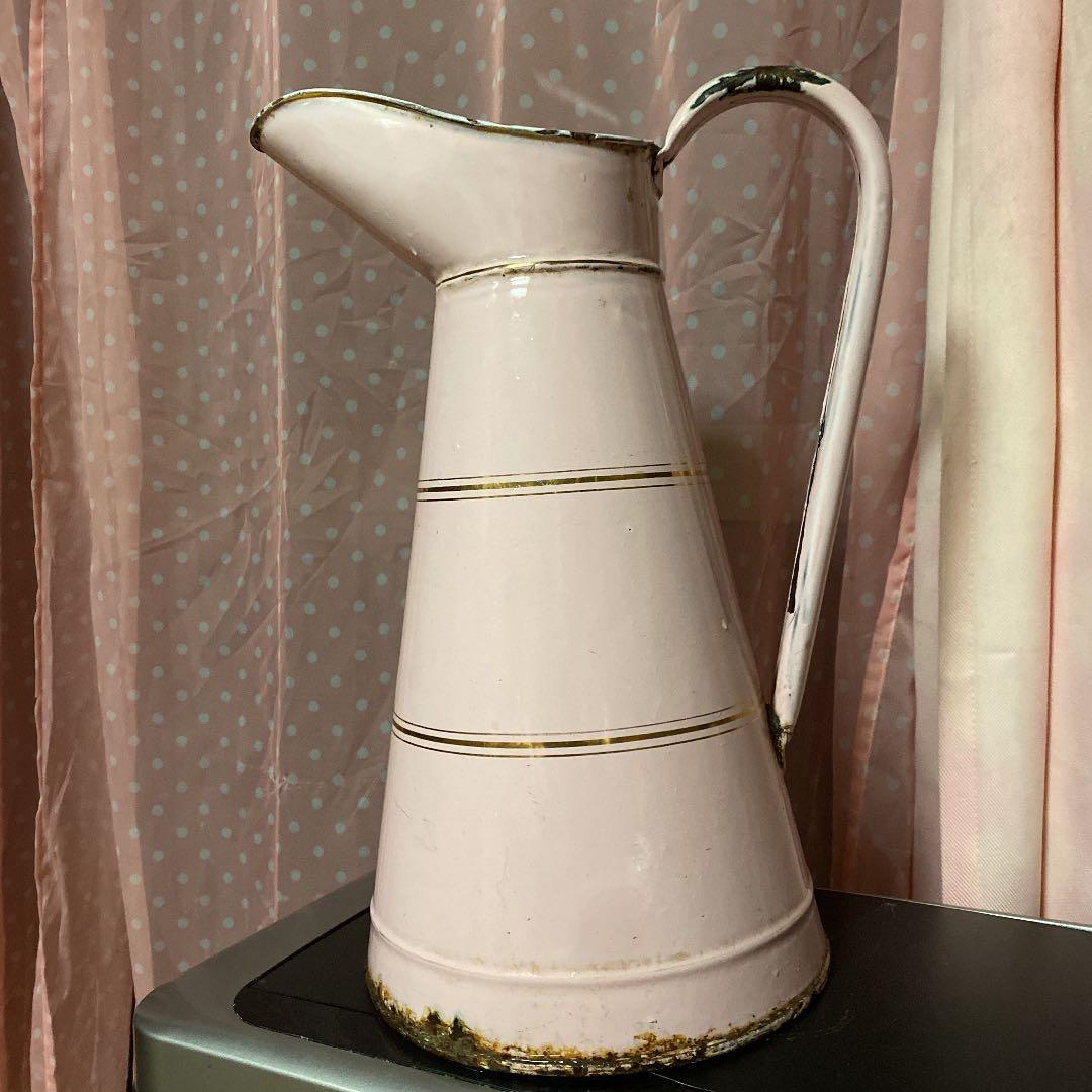 ホーロー　ピンク　アンティーク