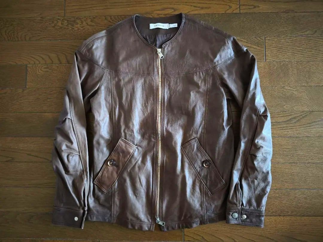 nonnative ノーカラーレザージャケット　ブラウン　0 NN-J2301