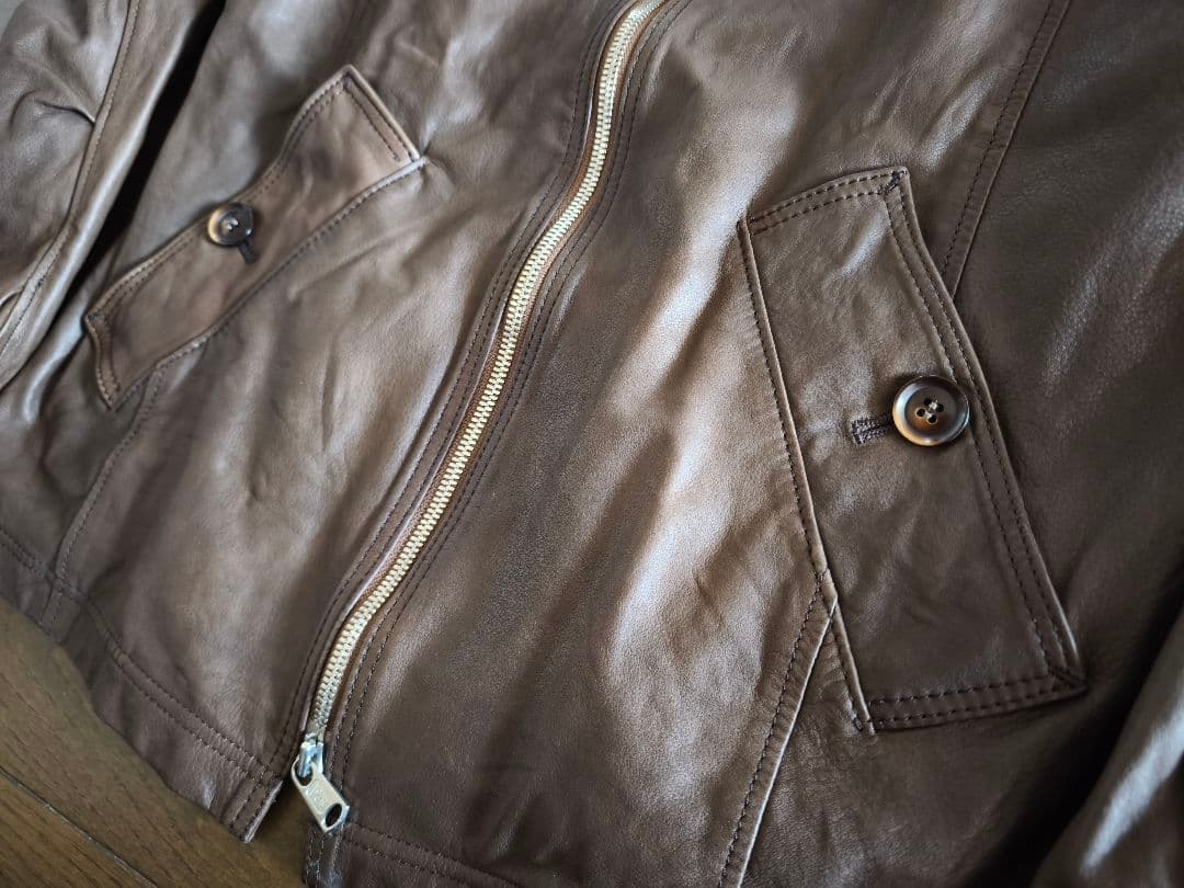 nonnative ノーカラーレザージャケット　ブラウン　0 NN-J2301