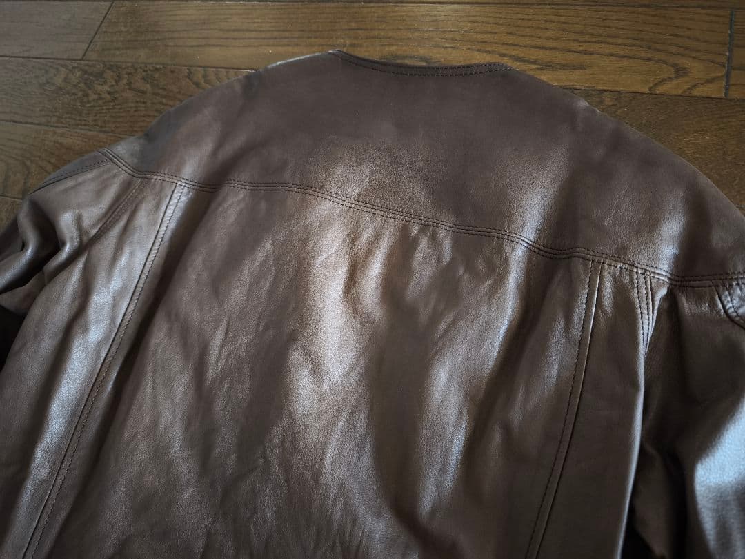 nonnative ノーカラーレザージャケット　ブラウン　0 NN-J2301