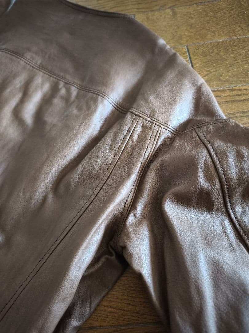 nonnative ノーカラーレザージャケット　ブラウン　0 NN-J2301