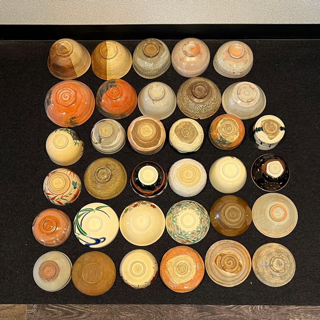 茶碗 抹茶碗 まとめて 34点 茶道具 箱無し 陶器 京焼 いろいろ 時代物