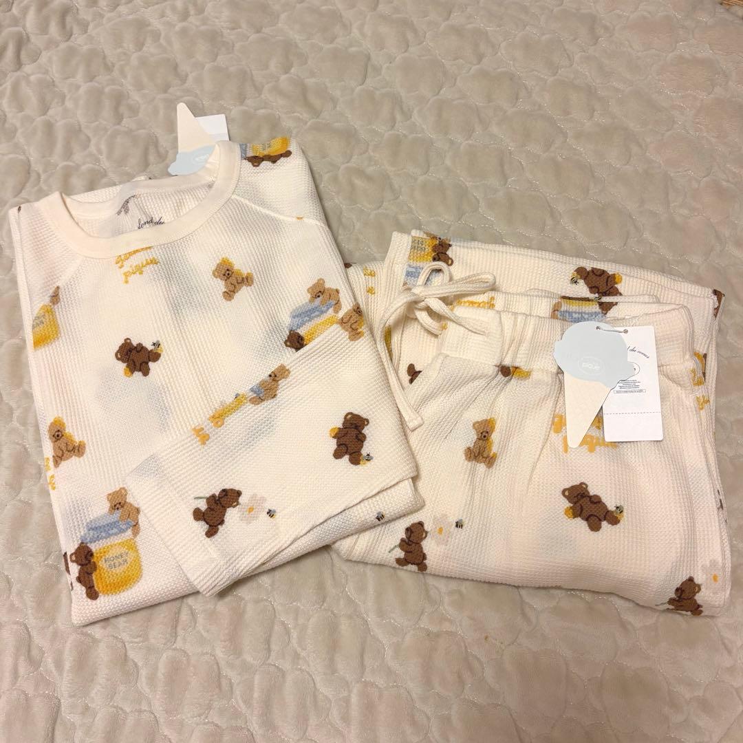 【gelato pique】はちみつベア柄プルオーバー＆ロングパンツ