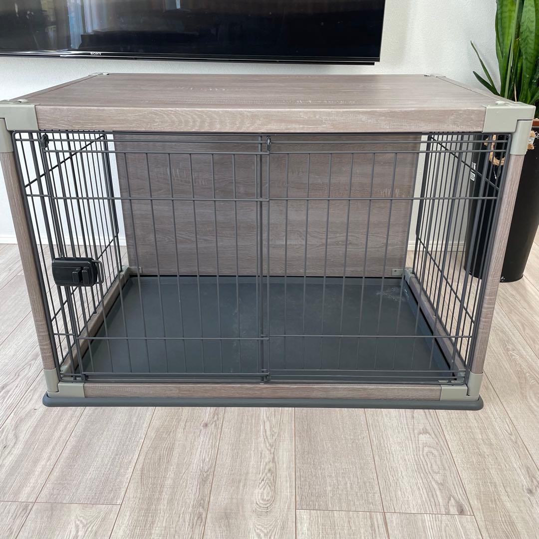 アイリスオーヤマ 犬 ゲージ　ウッディサークル インテリア グレー 小型犬用