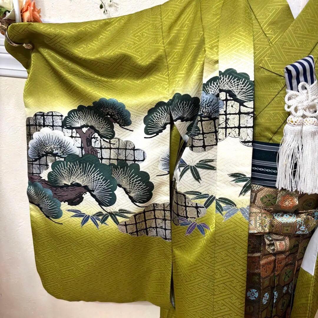 七五三五歳‼️男の子 袴 完全️フルセット‼️お家から無 黄緑抹茶系 冠馬将軍 美品‼️