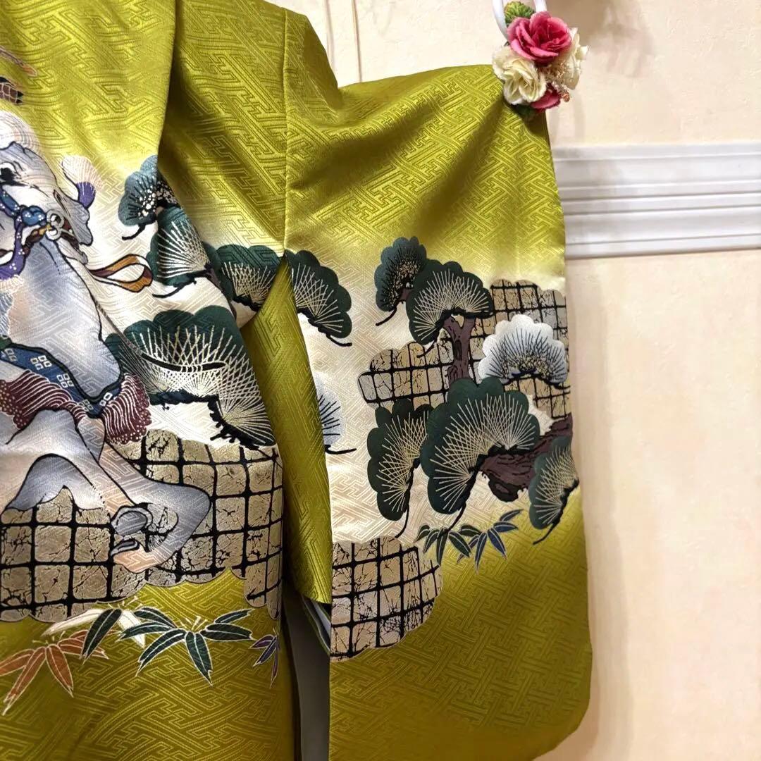 七五三五歳‼️男の子 袴 完全️フルセット‼️お家から無 黄緑抹茶系 冠馬将軍 美品‼️