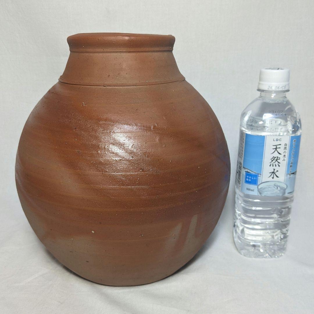 岡山県重要無形文化財 吉本正 備前焼 緋襷壷 合箱 花入 壺 花器 花瓶 茶道具